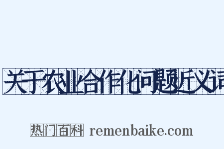 关于农业合作化问题近义词是什么意思的图片